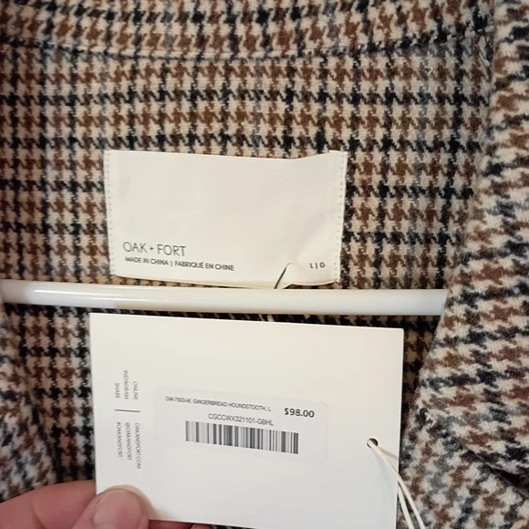OAK + FORT Brown Plaid Pea Coat - Picture 3 of 3